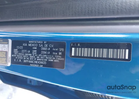 2022 Kia Forte Gt z USA, uszkodzony, nr VIN 3KPF44AC1NE434635